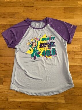 Disney Purple and White Raglan Tee with Colorful Dopey Graphic